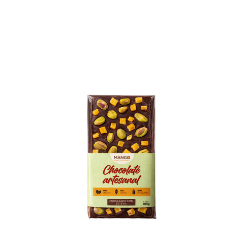 Chocolate con mango y pistachos al 90% Cacao